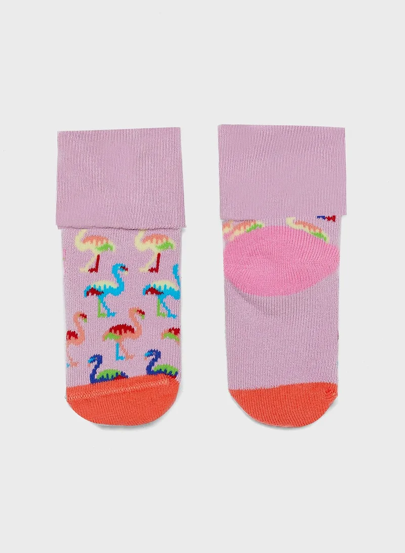 Happy Socks Kids 2 Pack Flamingo Terry Socks