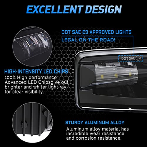 Z-OFFROAD New LED Fog Lights Bumper Driving Lamps for 2007-2014 Silverado 2007-2015 Suburban Tahoe 2007-2013 Avalanche GMC Yukon Pick Up Truck - Black - Image 2