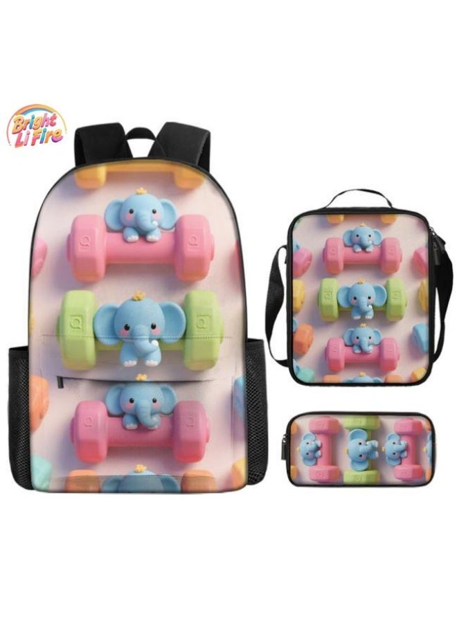 Bright Li Fire Unlock the new fashion of childish fun! Three-piece set of bags, cartoon elements for children and teenagers (students, children, friends' outings, mountain climbing, schooling, etc. can be used) - 1  - Image 1