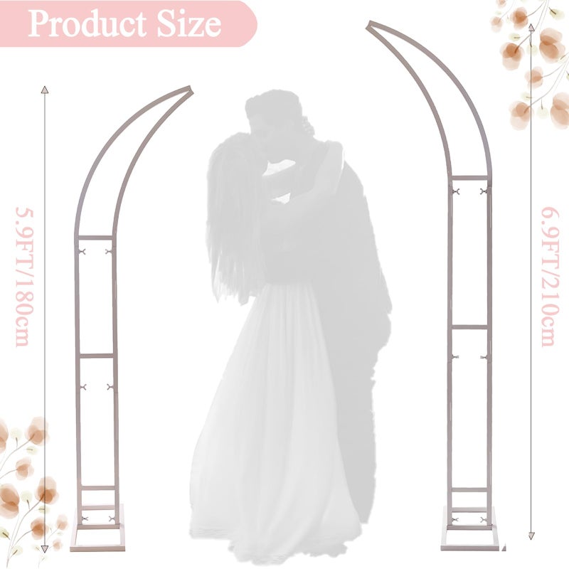 Satbir 2pcs Large Wedding Arch with Base Flower Stand Arch Bracket Stand Backdrop Stand for Wedding Party Elegant Decorations & Garden Climbing Plants Vines,6.9&5.9 FT-White - Image 2