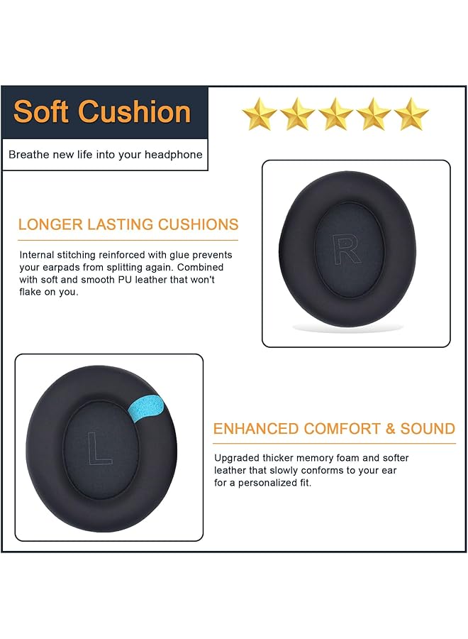 erorex Earpads For Soundcore Life Q30 Q30Bt Q35 Replacement Ear Cushion Pads With Protein Leather And Memory Foam For Replacement Ear Cushion Pads For Soundcore Q30 Q30Bt & Q35  - Image 2