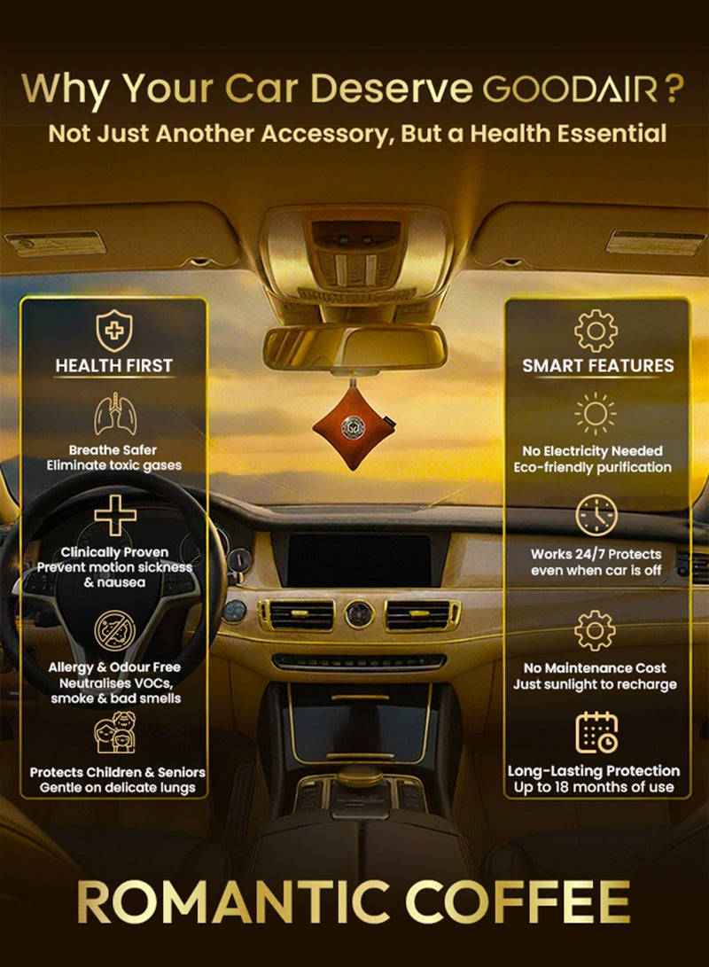 GOODAIR 2.0 Car Air Purifier | Non-electric | Romantic Coffee | Clinically Proven | Tested & Certified to Absorb Toxic Gases | Advanced Impregnated Activated Carbon | 24/7 Air Purification - Image 3