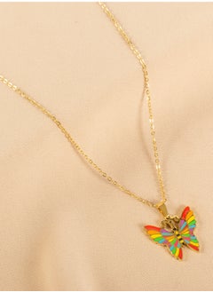 The Black Pearl Accessories Stainless Steel Necklace with a Multi Colored Butterfly  - Image 2