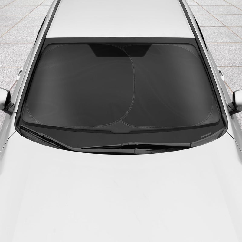 BDK 2PC Metallic Black Car Window Sun Shade Auto Shade for Windshield Visor, Block UV Reflect Heat to Keep Your Car SUV Truck, 31.75" x 28.75" - Image 4