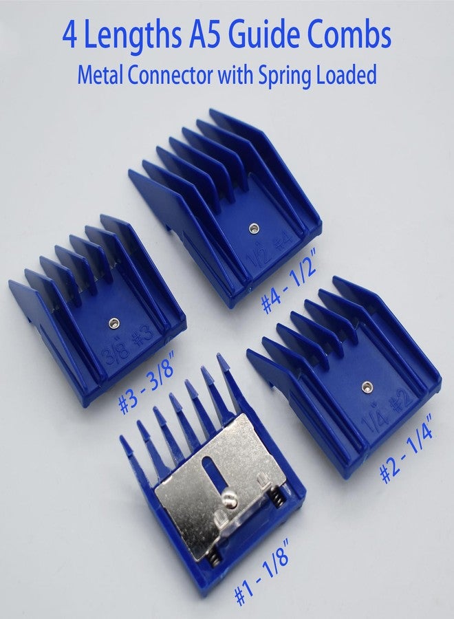 AIRERA 4 Pieces Professional A5-Style Animal Clipper Attachment Guard Guide Cutting Combs Set 76926-900, 1/8", 1/4", 3/8", 1/2", Compatible with Oster Classic 76 A5 Andis AG BG Wahl KM Pet Groomers (Navy) - Image 2