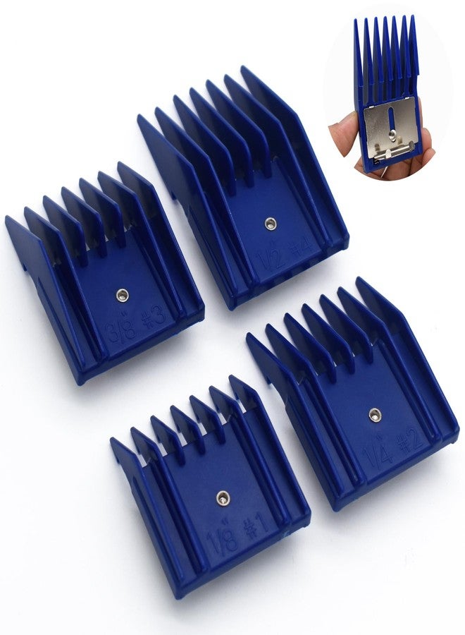 AIRERA 4 Pieces Professional A5-Style Animal Clipper Attachment Guard Guide Cutting Combs Set 76926-900, 1/8", 1/4", 3/8", 1/2", Compatible with Oster Classic 76 A5 Andis AG BG Wahl KM Pet Groomers (Navy) - Image 1