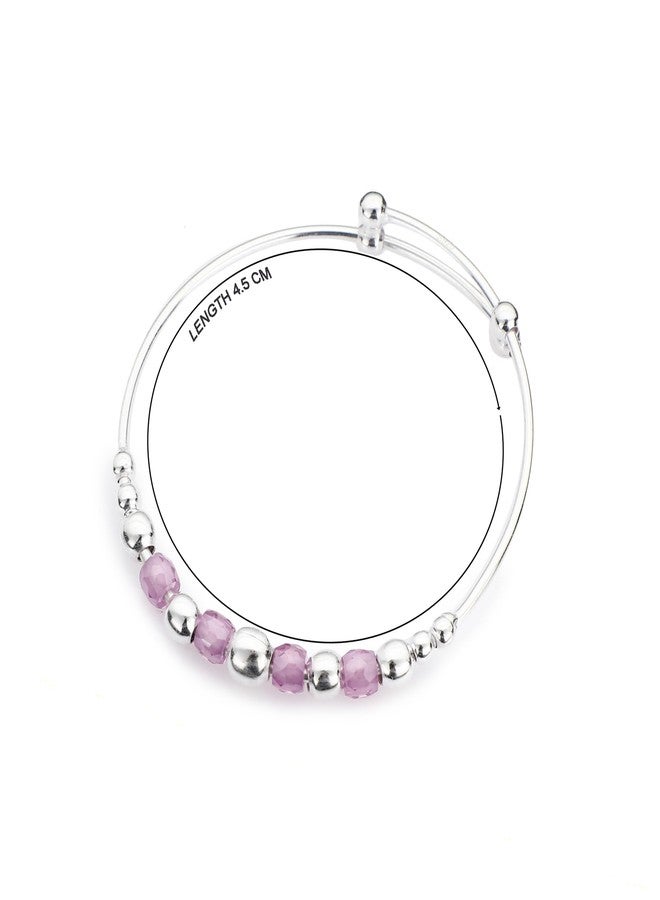 DHRUVS COLLECTION 925 Silver Evil Eye Pink Ball Adjustable Kada for Baby Boys & Baby Girls (Newborn to 2 Years) - Image 4