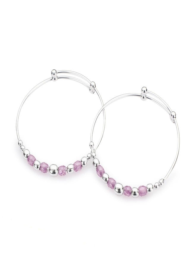 DHRUVS COLLECTION 925 Silver Evil Eye Pink Ball Adjustable Kada for Baby Boys & Baby Girls (Newborn to 2 Years) - Image 1