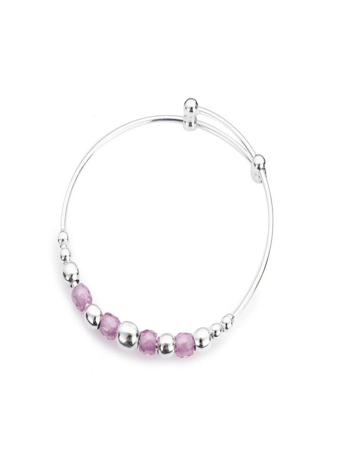 DHRUVS COLLECTION 925 Silver Evil Eye Pink Ball Adjustable Kada for Baby Boys & Baby Girls (Newborn to 2 Years) - Image 2