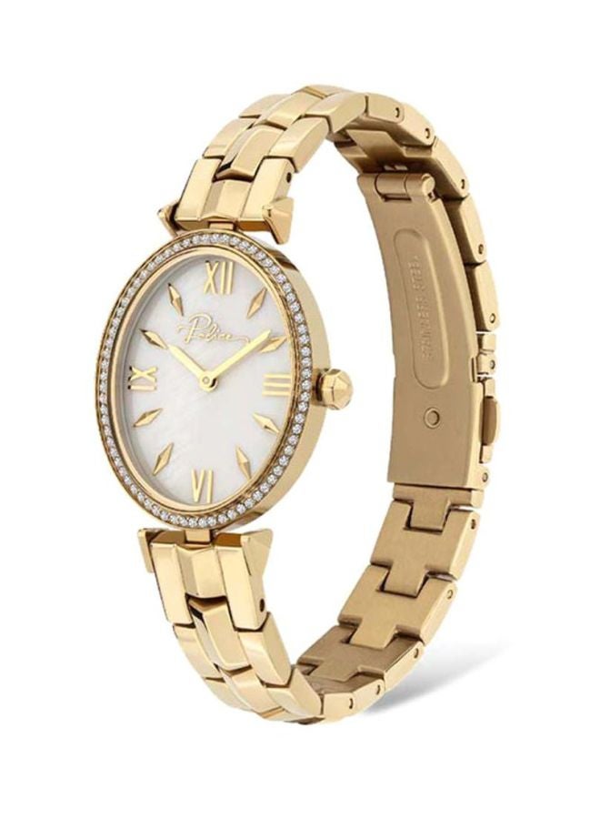 POLICE Women Olinville Oval Shape Stainless Steel Analog Wrist Watch 30 mm - Gold - P 16045LSG-28M - Image 4