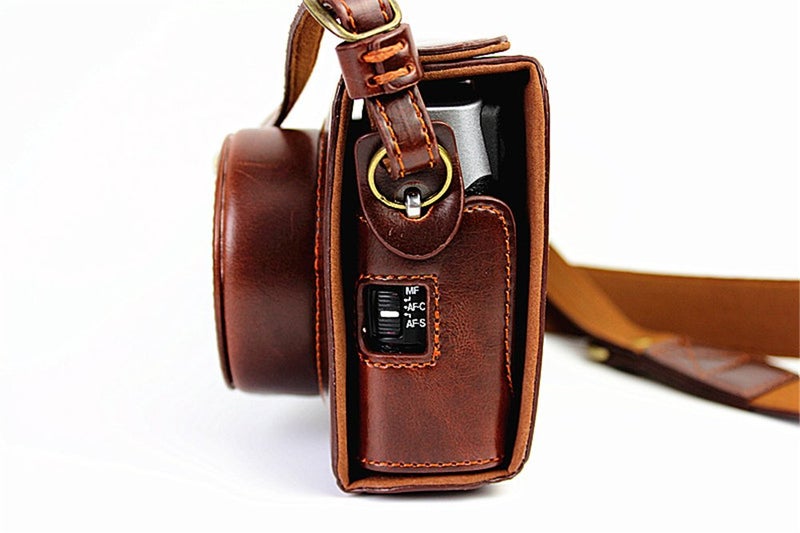 BolinUS X100 Case, BolinUS Handmade PU Leather Fullbody Camera Case Bag Cover for Fujifilm Fuji X100 X100S X100T Bottom Opening Version + Neck Strap -Coffee - Image 5
