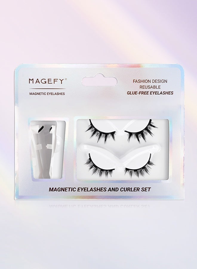 Magnetic False Eyelashes With Eyelash Curler, No Glue Required, Natural And Realistic 3D Effect, Waterproof False Eyelash Set, Reusable (2 pairs) - view 4