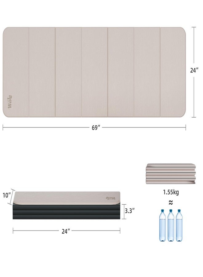 WEILA 71x24inch Foldable Excercise Yoga Mat Extra Thick with SGS Certified Odourless POE Material - Light Weight Non Skid Easy to Clean Travel Workout Mat (Light Coffee, Thick(1/2in)) - Image 4