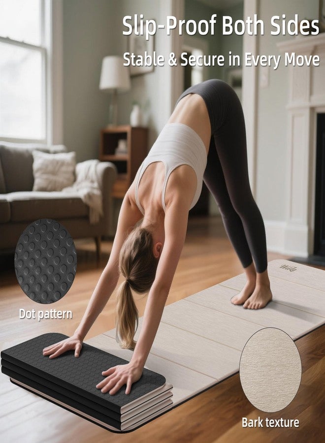 WEILA 71x24inch Foldable Excercise Yoga Mat Extra Thick with SGS Certified Odourless POE Material - Light Weight Non Skid Easy to Clean Travel Workout Mat (Light Coffee, Thick(1/2in)) - Image 3