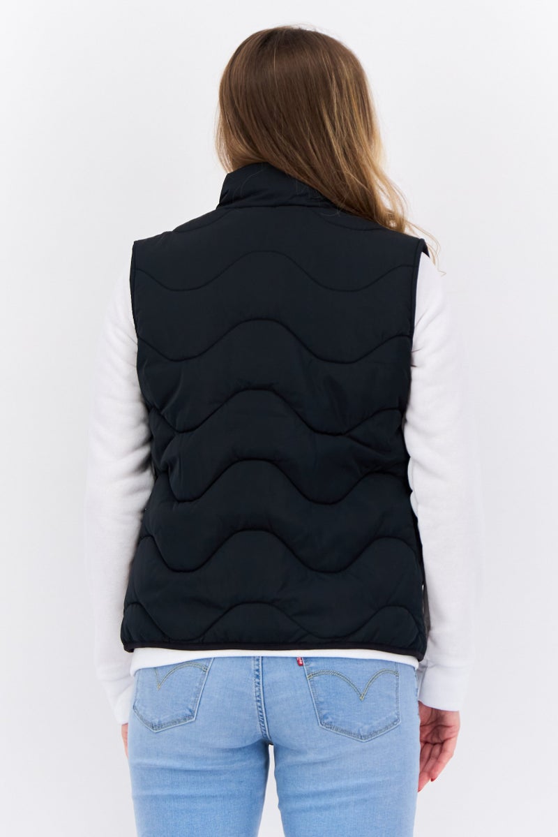 Lyle & Scott Women Embroidered Logo Puffer Vest, Black - Image 3