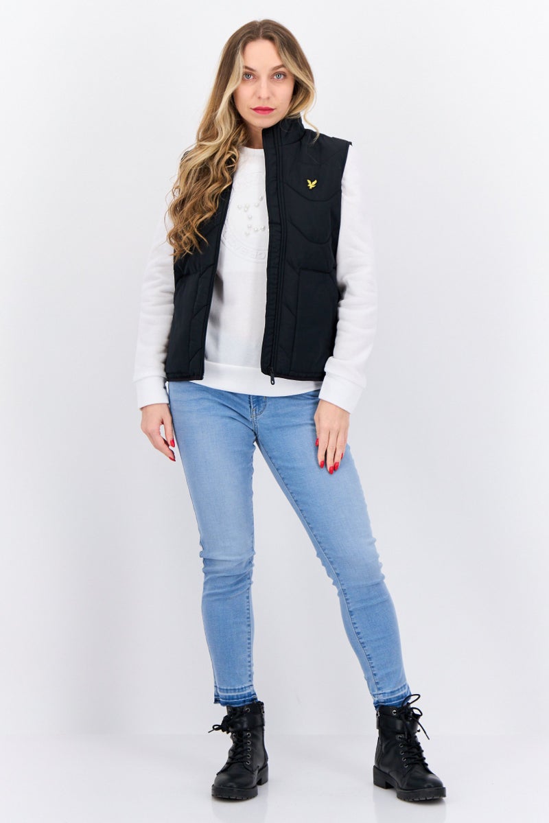 Lyle & Scott Women Embroidered Logo Puffer Vest, Black - Image 4