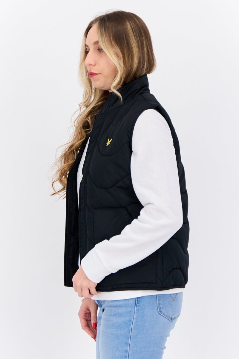 Lyle & Scott Women Embroidered Logo Puffer Vest, Black - Image 2