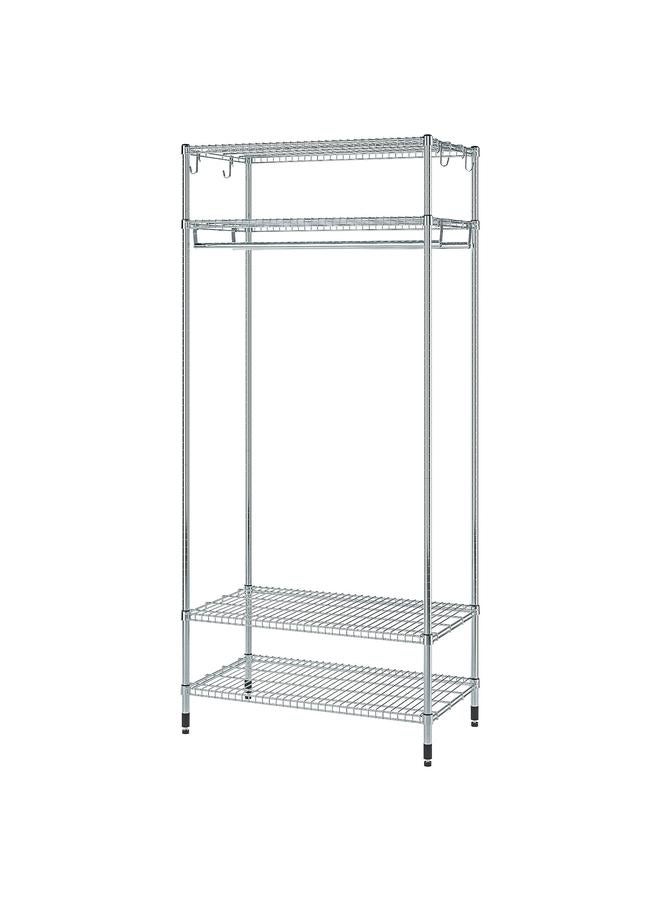 زبون وحدة رفوف مع سكة تعليق ملابس، مجلفنة، 92X50X201 سم - Image 1