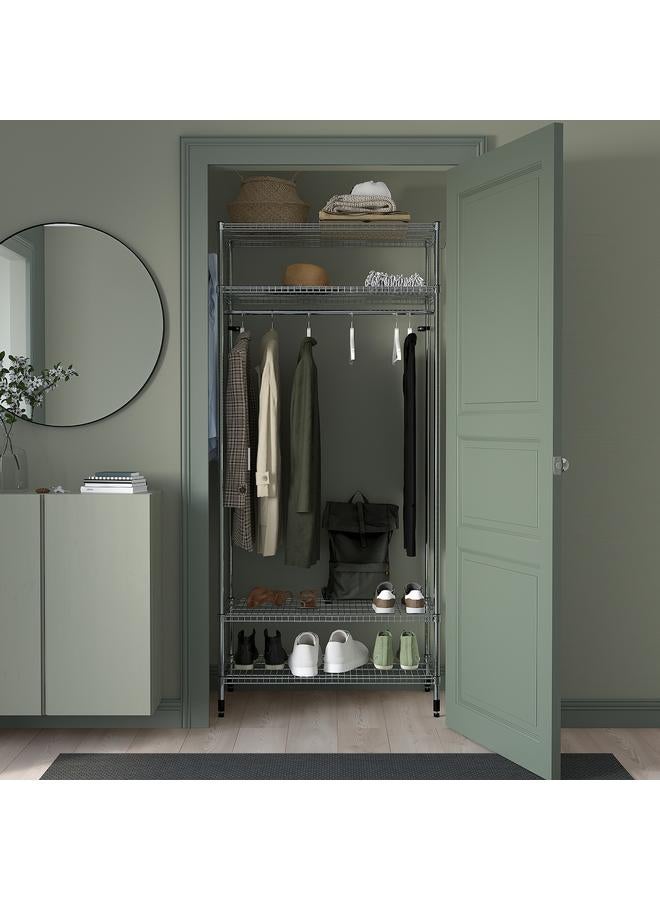 زبون وحدة رفوف مع سكة تعليق ملابس، مجلفنة، 92X50X201 سم - Image 3