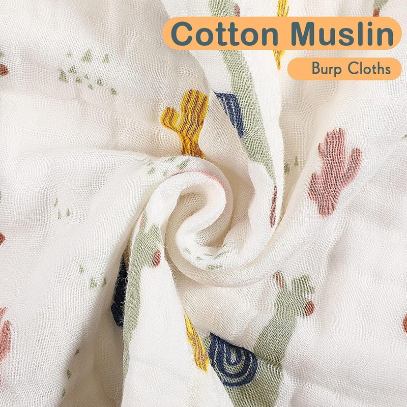 Kenning 20 Pack Muslin Baby Burp Cloths Large 20 x 10 Inches and 10 x 10 Inch Cotton Baby Burp Rags Cute Towel and Washcloths Face Towels 6 Layers Absorbent for Infant Shower 20 Styles - Image 3