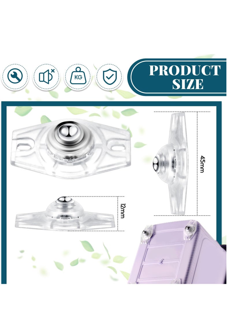 SYOSI - Self Adhesive Universal Wheels, 16Pack Clear Caster Wheels Swivel Wheels, 360° Rotation Stainless Steel Sticky Pulley for Bins Bottom Storage Box Furniture Trash Can, 20KG Load Capacity - Image 1