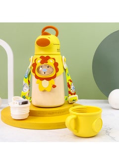 Generic Portable Cartoon Deer Vacuum 316 Stainless Steel Water Cup With Straw Childrens Insulated Cup Student Deer Antler Pop-Up Cup The Yellow Lion 