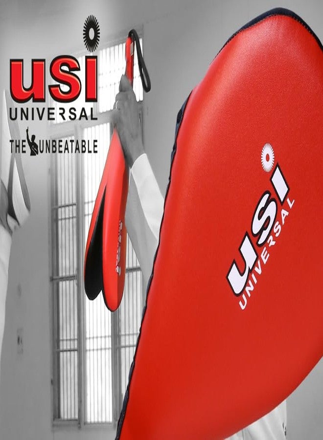 USI UNIVERSAL THE UNBEATABLE Taekwondo Pad Double, Red Taekwondo Kick Pads, Martial Arts Training Equipment, Kickboxing Striking Target Pads - Image 4