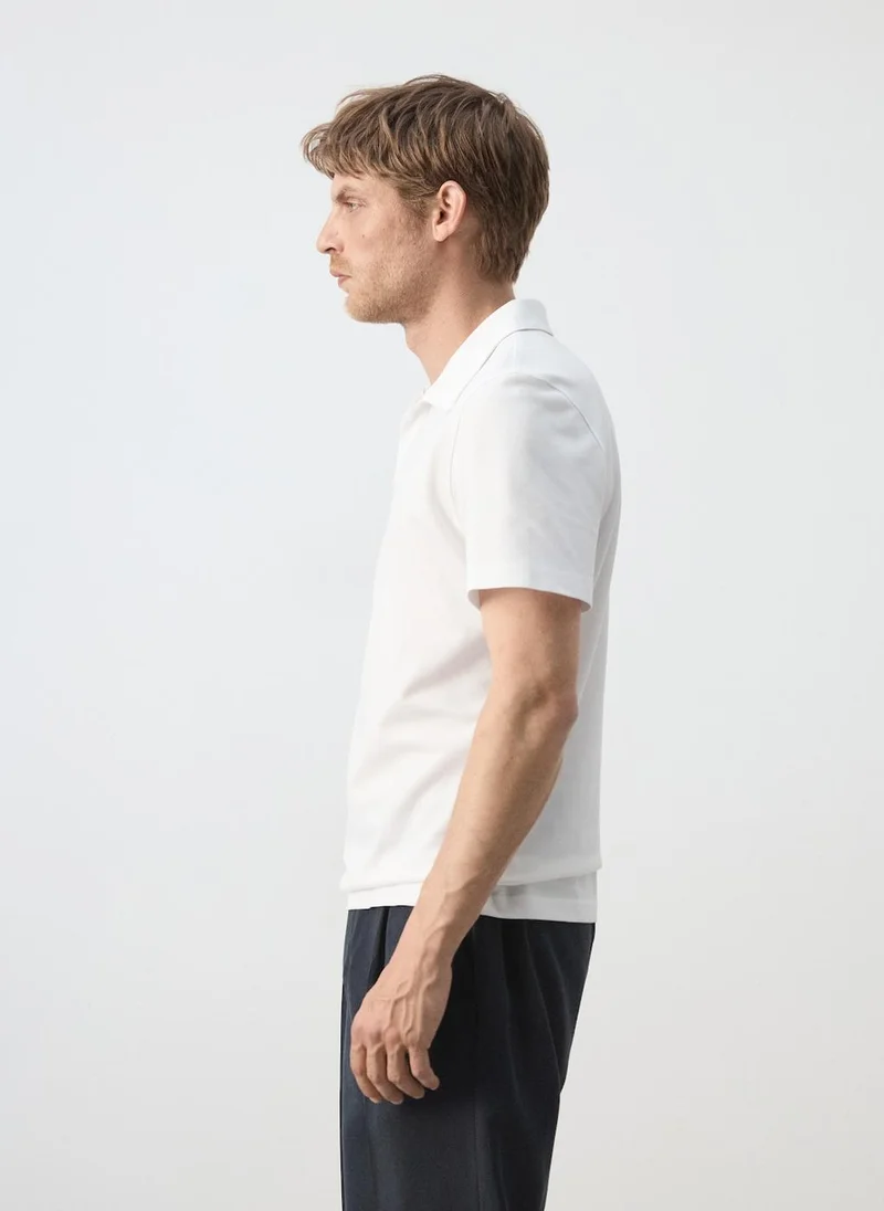 Mango Man 01-BLANCO Slim Fit Piqué Polo for Men | Best Price UAE