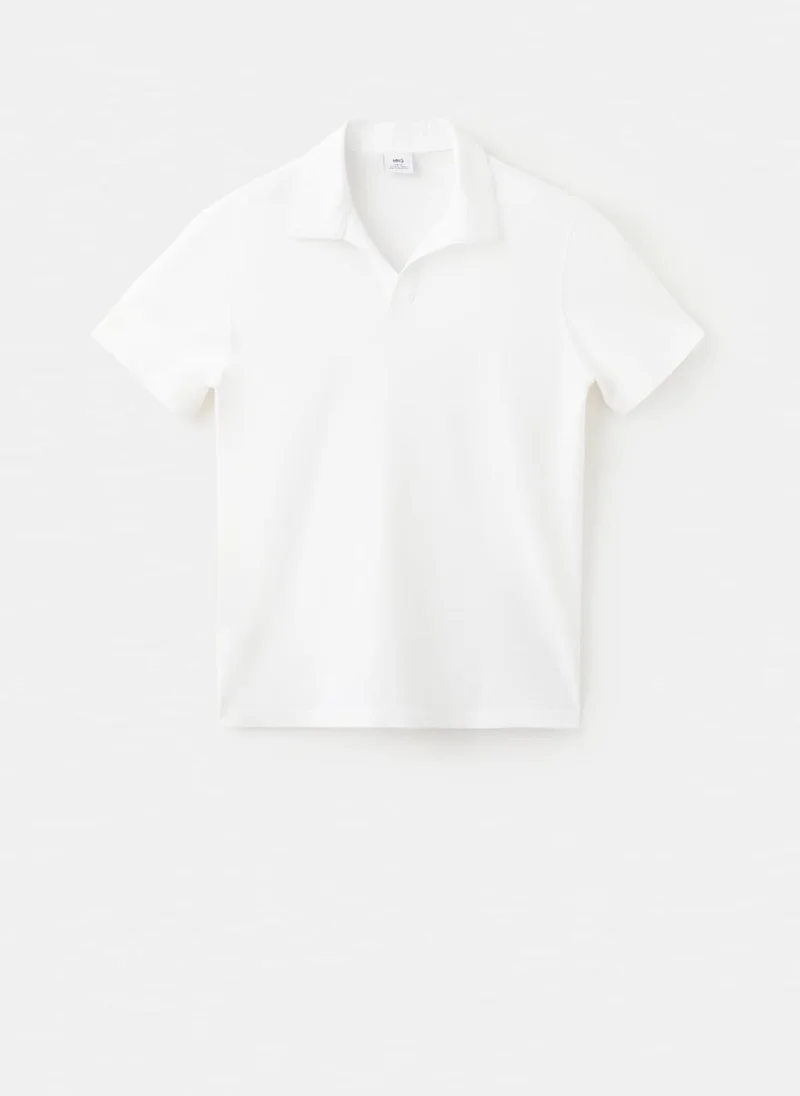 Mango Man 01-BLANCO Slim Fit Piqué Polo for Men | Best Price UAE