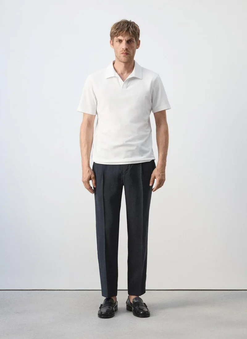 Mango Man 01-BLANCO Slim Fit Piqué Polo for Men | Best Price UAE