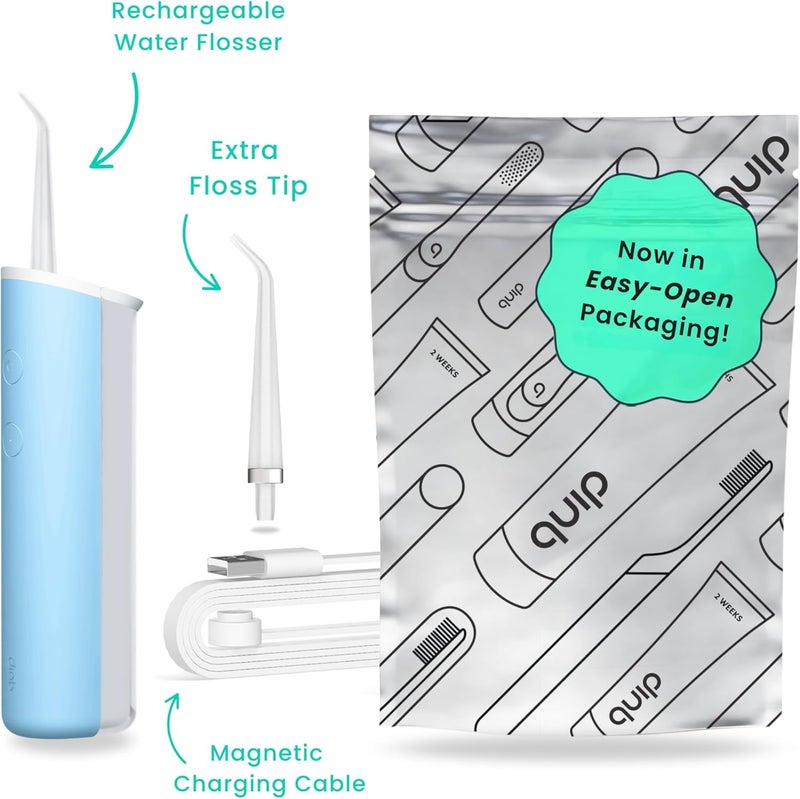 quip Water Flosser with Replacement Tip - Cordless Water Flosser with Adjustable Pressure - Teeth Cleaner Pick with 360 Degree Rotating Replaceable Tip, Rechargeable Water Dental Pick - Sky Blue - Image 2