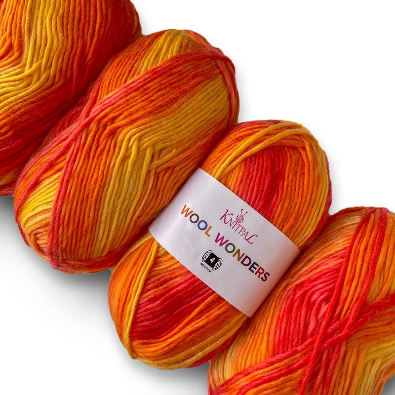 Wool Wonders Yarn for Crocheting 4 Skeins 640Yds400G Free Patterns  Wool Yarn for Knitting  AranHeavy 4 Medium Worsted Weight  Flaming Orange