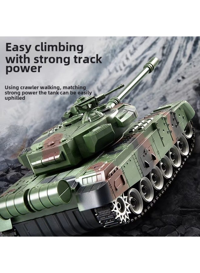 Simulation Remote Control Tank Crawler Model Toy Tank With Light Music Shooting Outdoor Children's Toys-Color:DH999-71 Nine-channel-2.4G CamouflaGe Green Tank - Image 5
