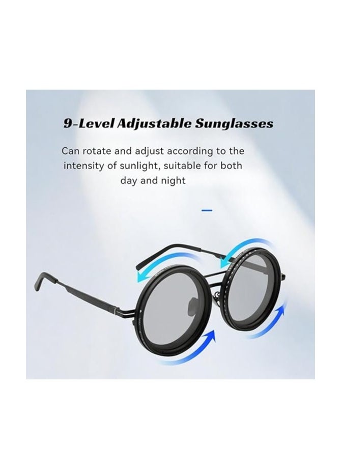 Generic - Adjustable Tint Sunglasses – Round Polarized Lenses with 1-9 Manual Tint Control, Built-in ND Filter & UV400 Protection – Unisex Fashion Frame for Men & Women - Image 1