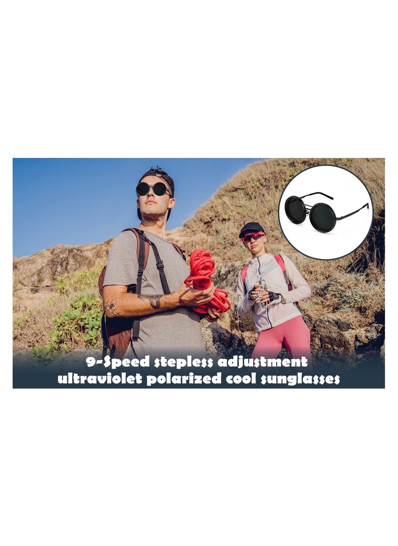 Generic - Adjustable Tint Sunglasses – Round Polarized Lenses with 1-9 Manual Tint Control, Built-in ND Filter & UV400 Protection – Unisex Fashion Frame for Men & Women - Image 1