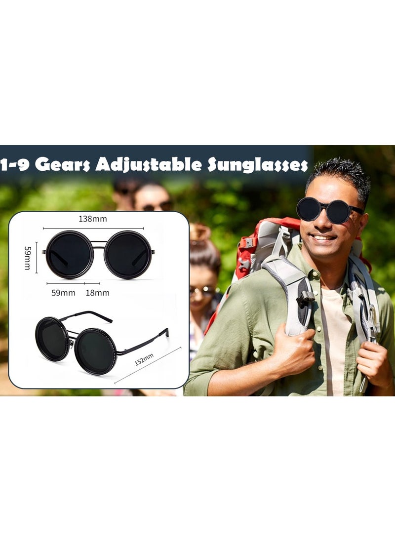 Generic - Adjustable Tint Sunglasses – Round Polarized Lenses with 1-9 Manual Tint Control, Built-in ND Filter & UV400 Protection – Unisex Fashion Frame for Men & Women - Image 1