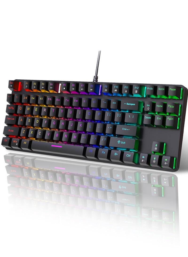 DRAKLAW Mechanical Gaming Keyboard 87 Keys Blue Axis With RGB Backlight Keyboard Wired Waterproof And Dustproof Suitable For Gaming PC/MacOs/Android  - Image 1