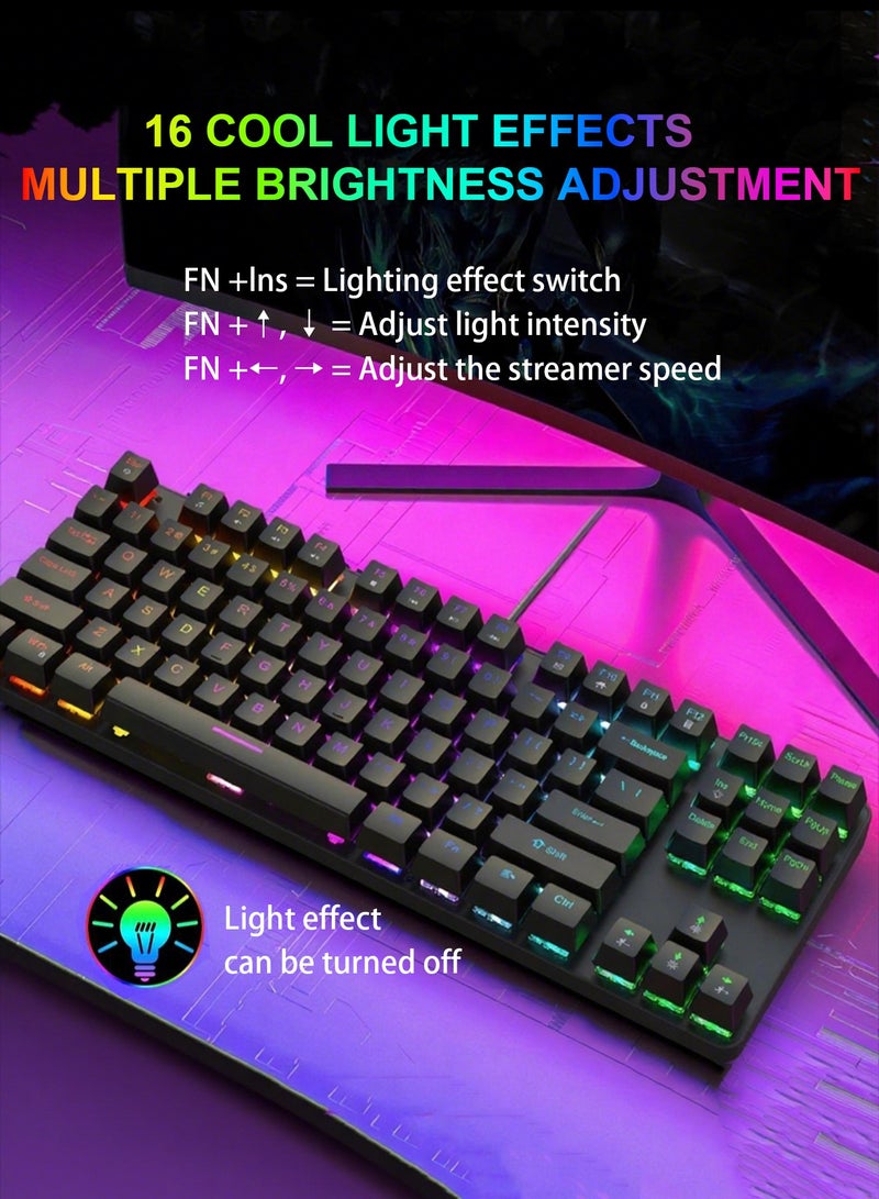 DRAKLAW Mechanical Gaming Keyboard 87 Keys Blue Axis With RGB Backlight Keyboard Wired Waterproof And Dustproof Suitable For Gaming PC/MacOs/Android  - Image 4