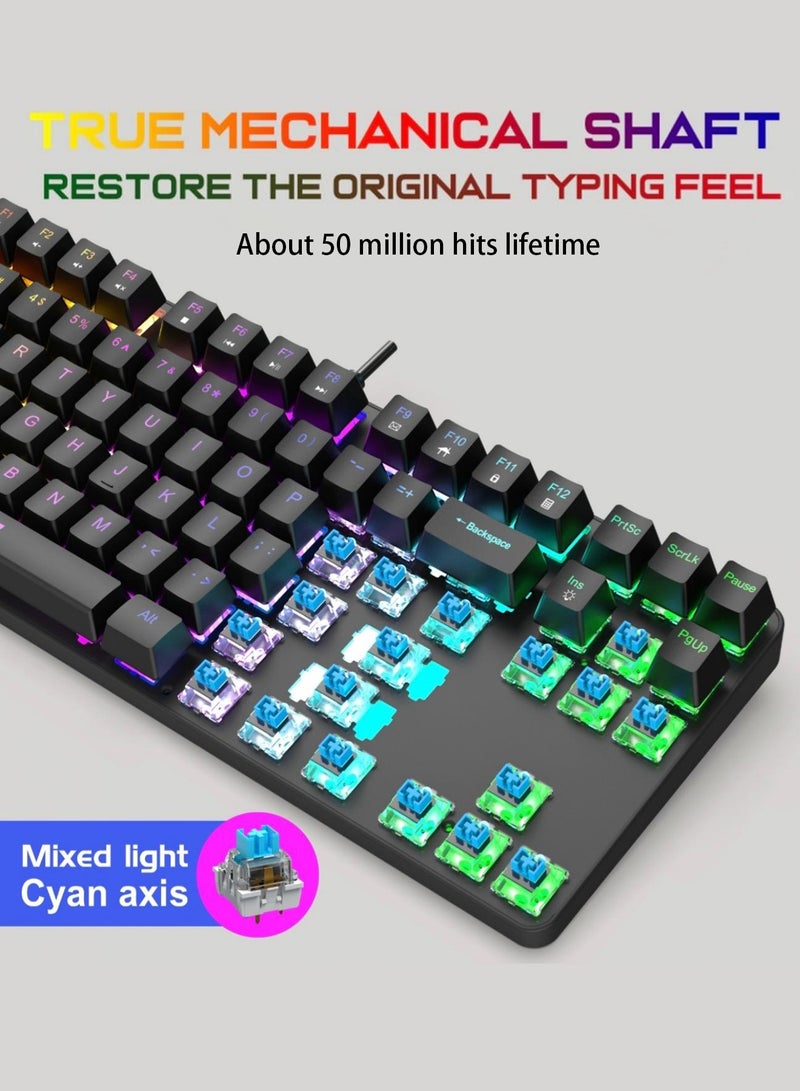 DRAKLAW Mechanical Gaming Keyboard 87 Keys Blue Axis With RGB Backlight Keyboard Wired Waterproof And Dustproof Suitable For Gaming PC/MacOs/Android  - Image 2