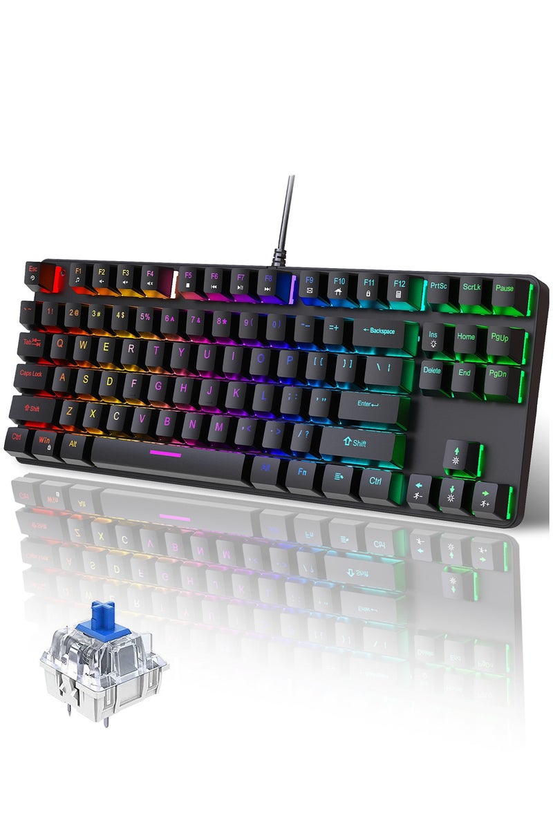 DRAKLAW Mechanical Gaming Keyboard 87 Keys Blue Axis With RGB Backlight Keyboard Wired Waterproof And Dustproof Suitable For Gaming PC/MacOs/Android - Image 1