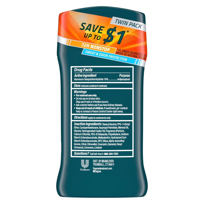 Degree Men Advanced Protection Antiperspirant Deodorant, Adventure, 2.7 oz, 2-Pack - Image 2