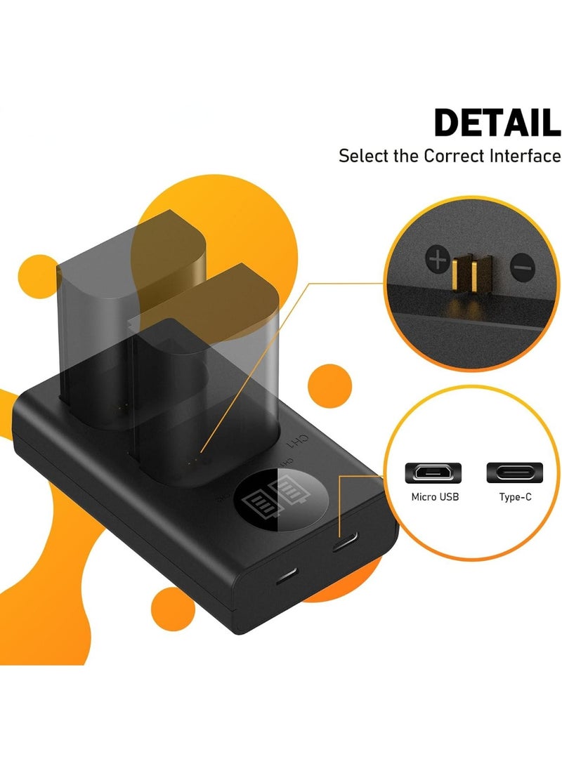 شاحن بطاريات كاميرا USB مزدوج متوافق مع بطاريات LP-E6 وLC-E6 وLC-E6N وEOS 90D و80D و70D و60D و60DA و7D Mark II و7D و6D Mark II و6D و5D Mark IV و5D Mark III و5D Mark II، مزود بشاشة LCD وشحن سريع. - Image 3