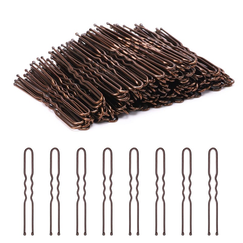 Cehony U Shaped Hair Pins, 200 Count Buns Waved Hair Pins for Updos with Box for Women Lady Girls Bobby Pins French Historical Hair Styling Pins Hair Accessories (Brown, 2.4 Inch) - Image 2