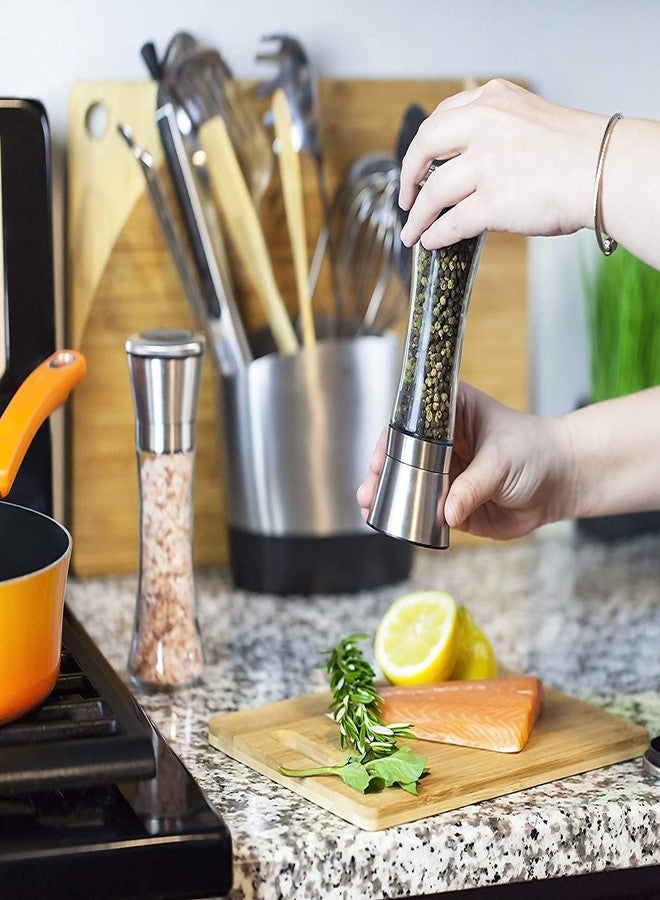 Tendula Salt and Pepper Grinder Set - Refillable Stainless Steel Shakers with Adjustable Coarse Mills - Enjoy Your Favorite Spices, Fresh Ground Pepper, - Image 4