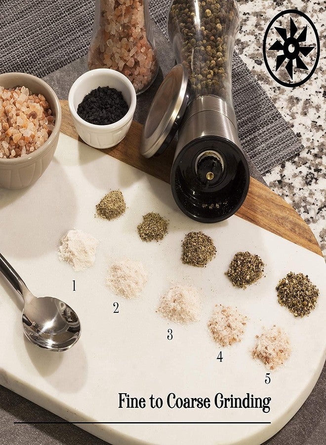 Tendula Salt and Pepper Grinder Set - Refillable Stainless Steel Shakers with Adjustable Coarse Mills - Enjoy Your Favorite Spices, Fresh Ground Pepper, - Image 3