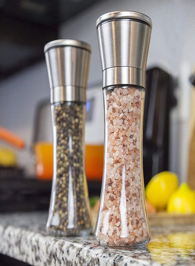 Tendula Salt and Pepper Grinder Set - Refillable Stainless Steel Shakers with Adjustable Coarse Mills - Enjoy Your Favorite Spices, Fresh Ground Pepper, - Image 2