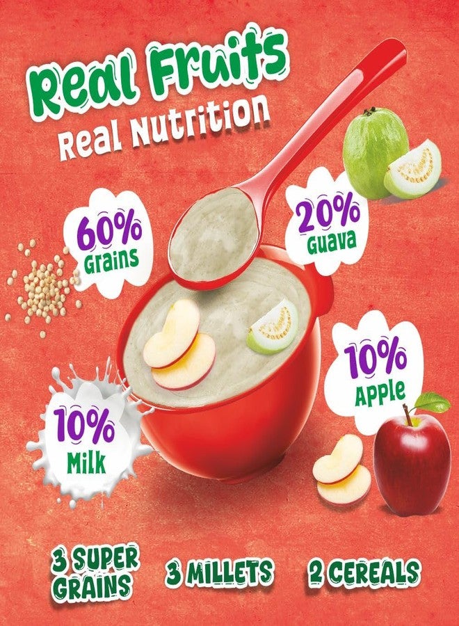 Manna Health Mix Instant Multigrain Cereal, Apple & Guava with Milk. Made with Real Fruits and 8 Supergrains and Millets. No Added Sugar, No Artificial Color, Flavors 200g - Image 3