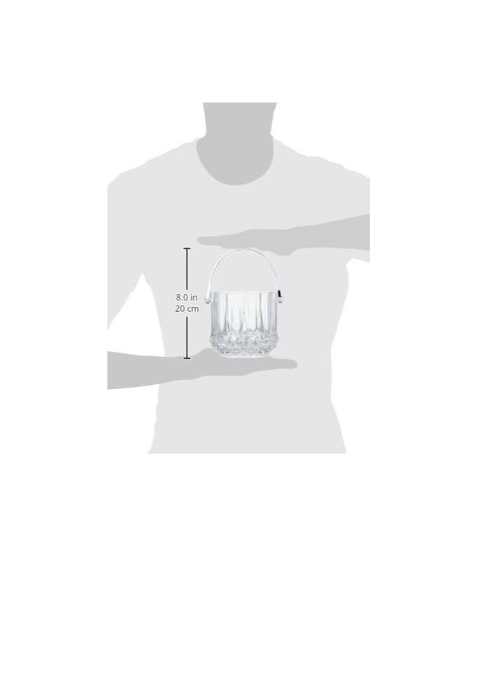Clear Acrylic Ice Bucket - Elegant Crystal-Cut Design with Stainless Steel Handle for Parties & Home Bar - Image 2