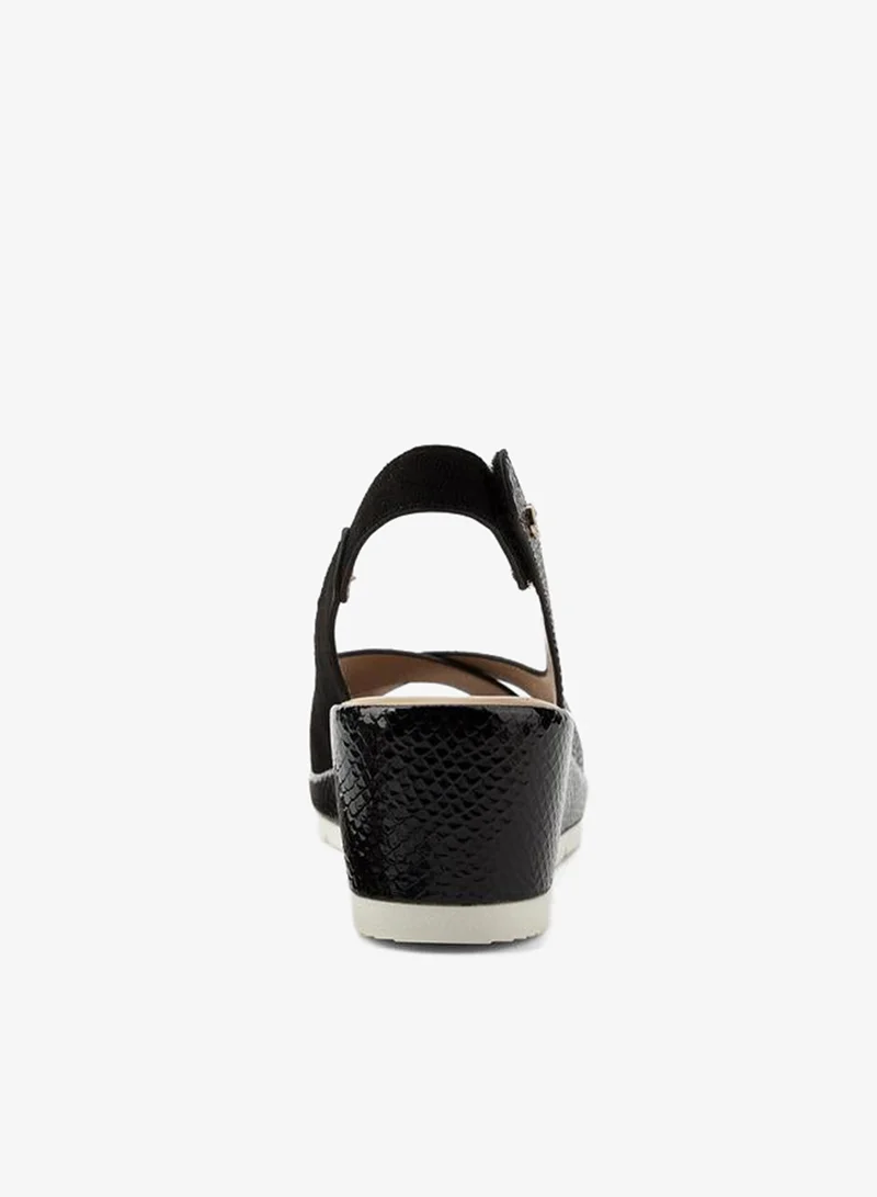 Le Confort BLACK Women Textured Wedge Heel Sandals for Women | Best Price UAE