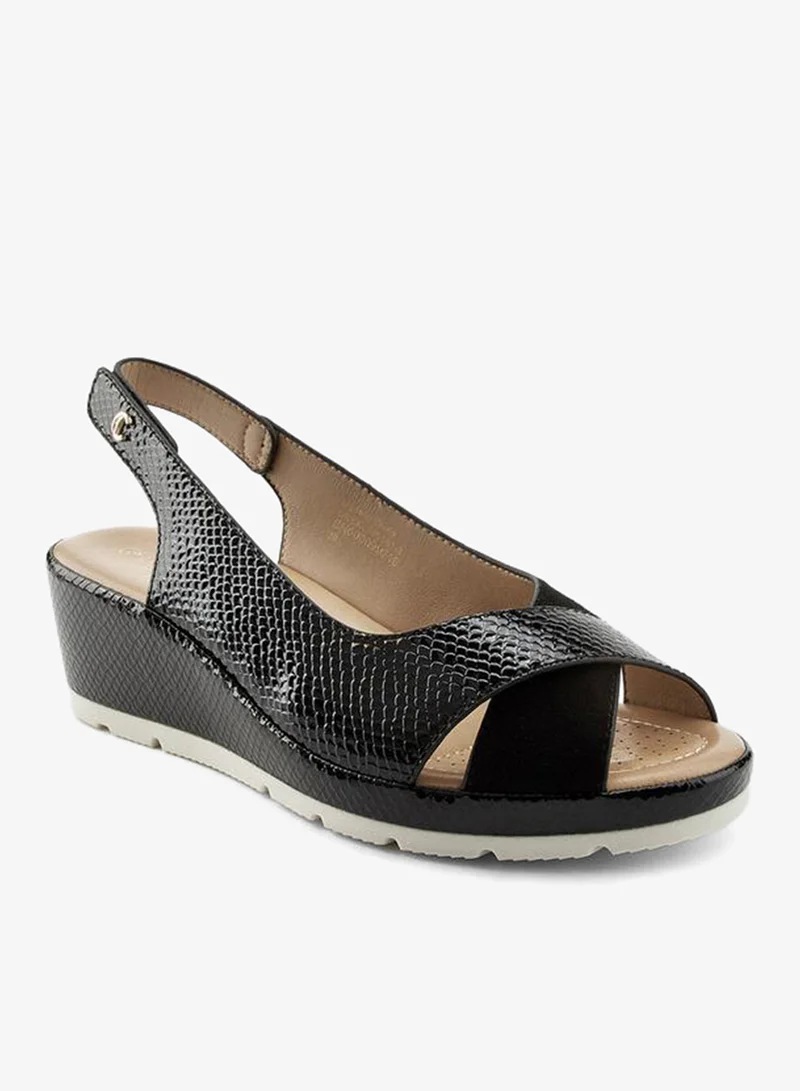 Le Confort BLACK Women Textured Wedge Heel Sandals for Women | Best Price UAE